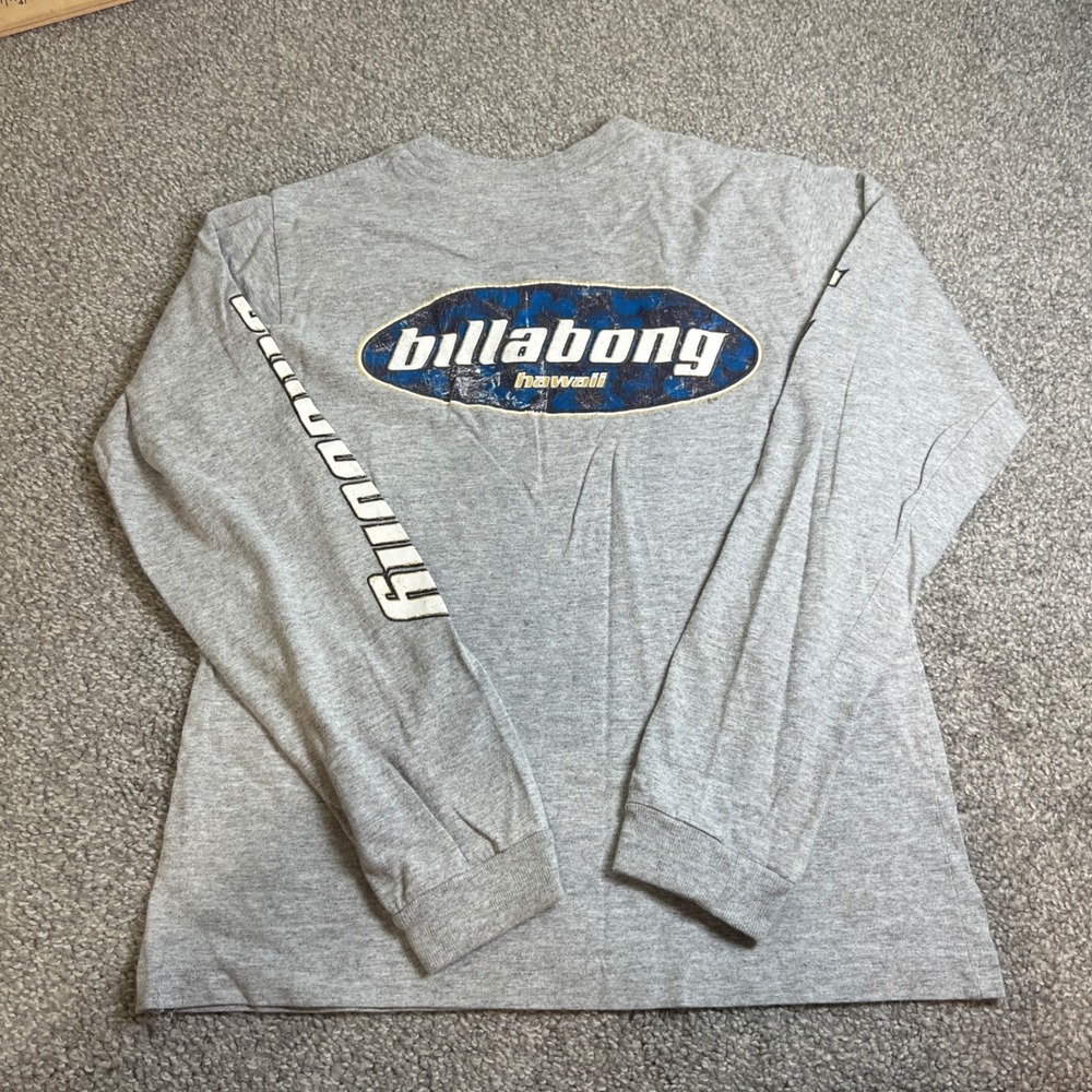 vtg Billabong Shirt Kids M Gray Long Sleeve Hawaii Sleeve USA surfer streetwear